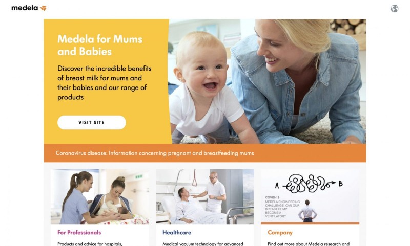Screenshot der Marke Medela Screenshot der Marke Medela