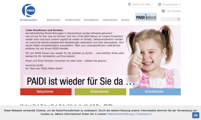Screenshot der Marke Paidi Screenshot der Marke Paidi