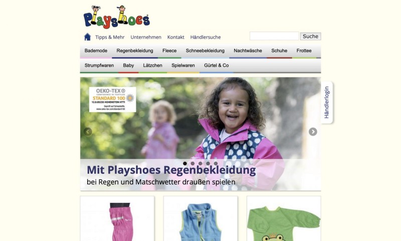 Screenshot der Marke Playshoes Screenshot der Marke Playshoes