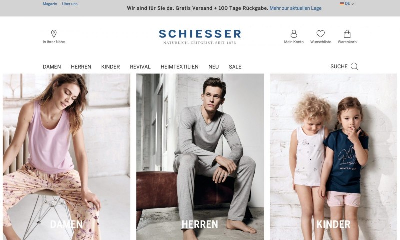 Screenshot der Marke Schiesser Screenshot der Marke Schiesser
