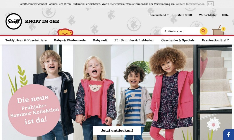 Screenshot der Marke Steiff Collection Screenshot der Marke Steiff Collection