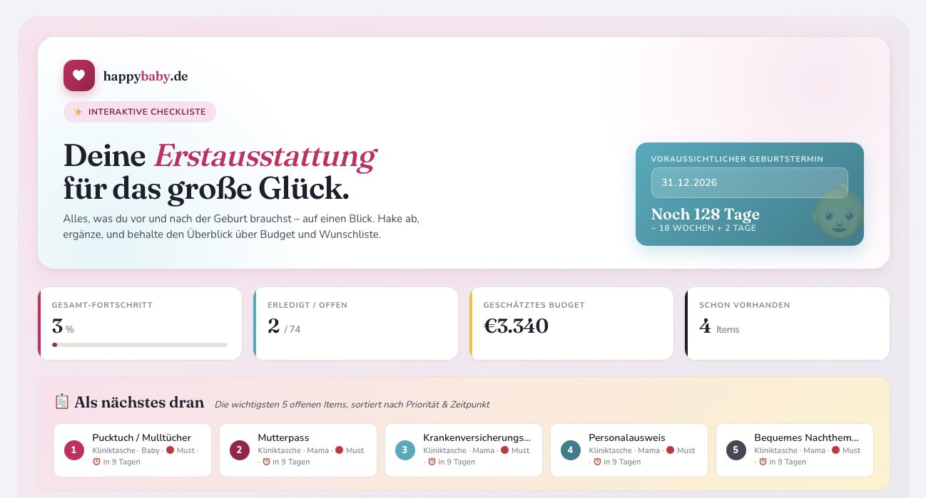 Die digitale Erstausstattungsliste rund ums Baby - powered by Childhood Business